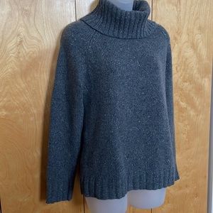 J Crew gray tweed funnel neck sweater